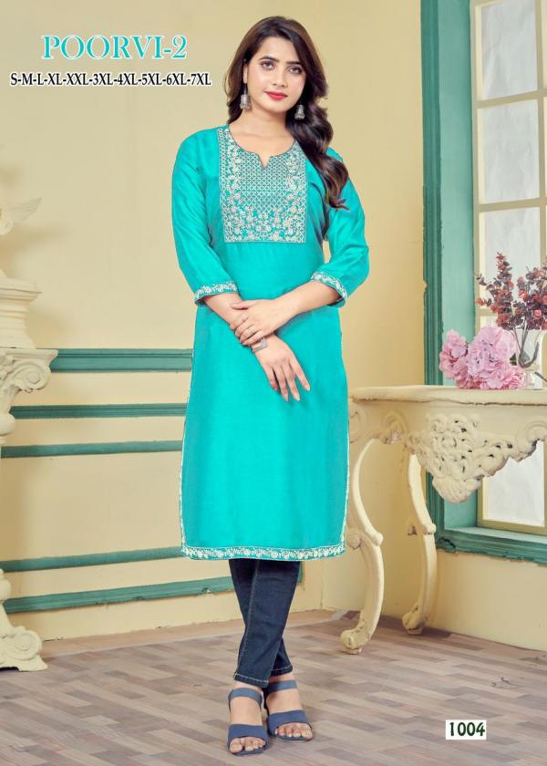 Poorvi 2 Regular Wear Rayon Kurti Collection